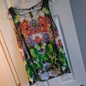Jennifer Lopez Floral Sleeveless Blouse - Green, Multi
